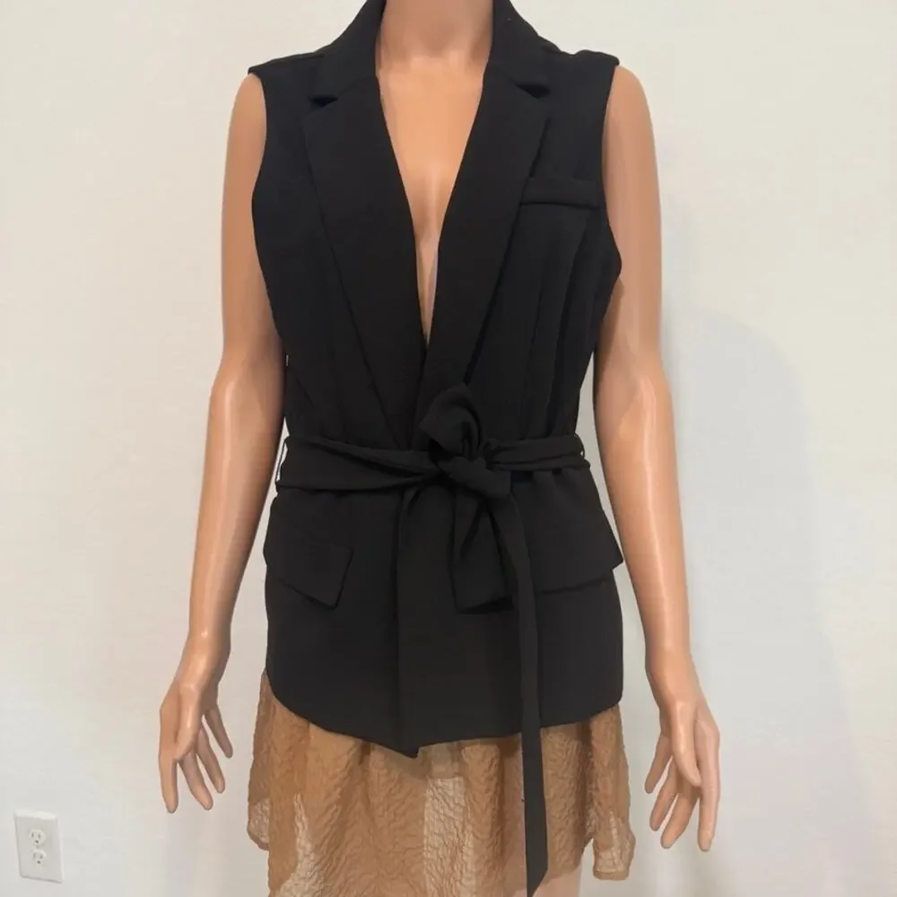 Roz & Ali large belted utility jacket vest waistcoat blazer C2 3139
